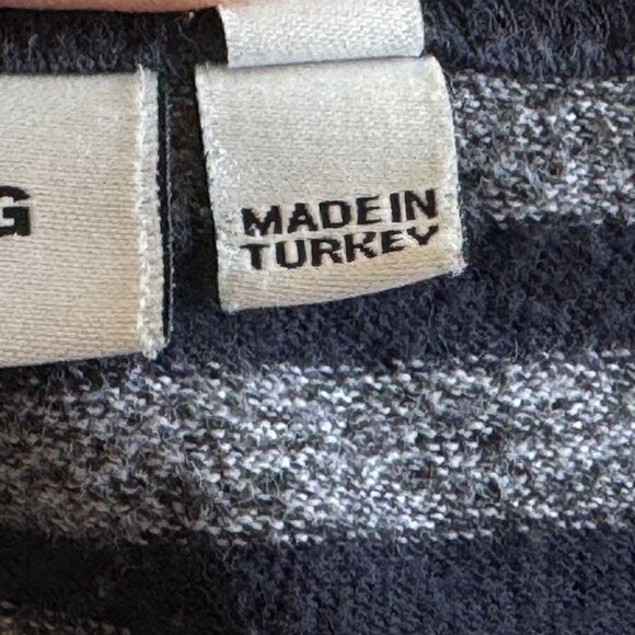 J. Lindeberg Women's Long Sleeve Tee Shirt V-Neck Navy and Grey Stripe Size L - Picture 7 of 9